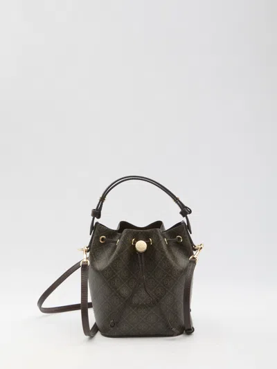 Tory Burch T Monogram Canvas Mini Bucket Bag In Brown