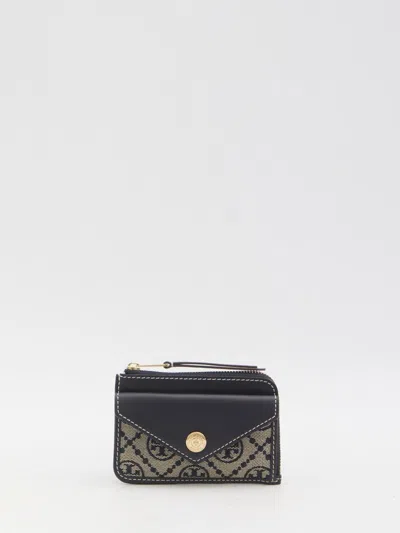 Tory Burch T Monogram Card Holder In Beige