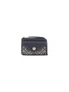 Tory Burch Navy Blue Cardholder With Zip Fastening In Blue