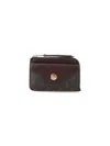 Tory Burch Monogrammed Leather Cardholder Keychain Hook In Brown