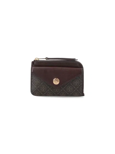 Tory Burch T Monogram Card Holder In Brown