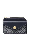 Tory Burch Navy Blue Cardholder With Zip Fastening In Black
