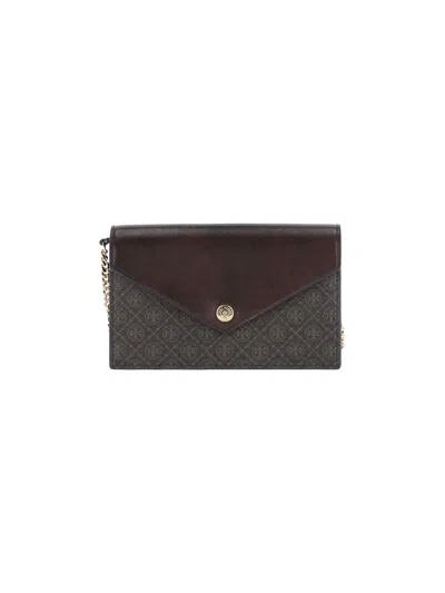 Tory Burch T-monogram Envelope Chain Wallet Crossbody Bag In Brown