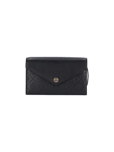 Tory Burch 't Monogram' Chain Wallet In Black  