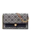 Tory Burch T Monogram Chain Wallet In Gray