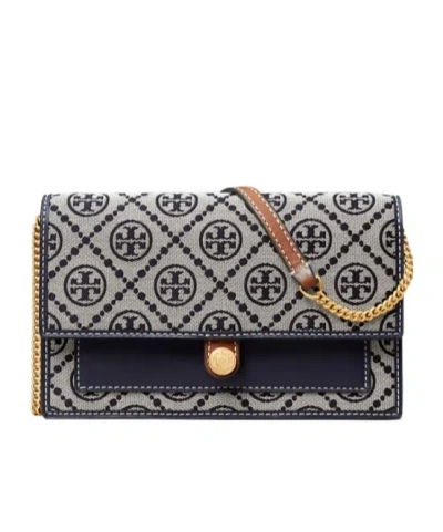 Tory Burch T Monogram Chain Wallet In 405 Navy