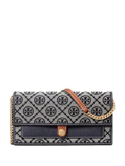 Tory Burch T Monogram Chain Wallet In Gray
