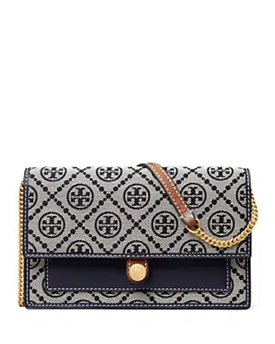 Tory Burch T Monogram Chain Wallet In Tory Navy