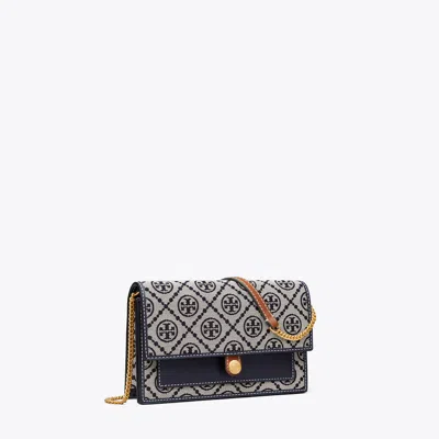 Tory Burch T Monogram Chain Wallet In Tory Navy