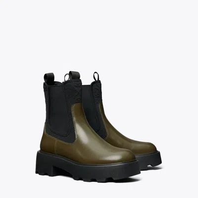 Tory Burch T Monogram Chelsea Lug Boot In Green