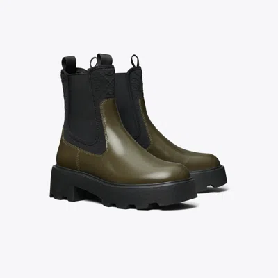 Tory Burch T Monogram Chelsea Lug Boot In Green