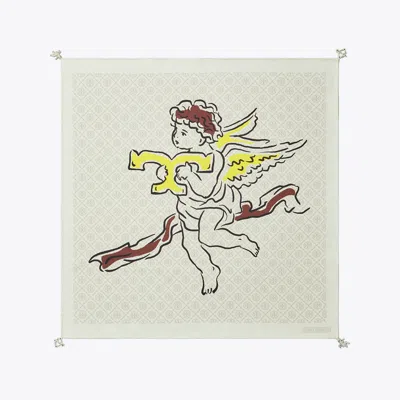 Tory Burch T Monogram Cherub Silk Neckerchief In Green