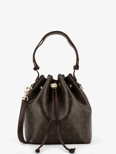 Tory Burch T Monogram Coated Canvas Bucket Bag In Brown