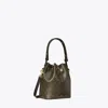 Tory Burch T Monogram Coated Canvas Bucket Bag In Brown
