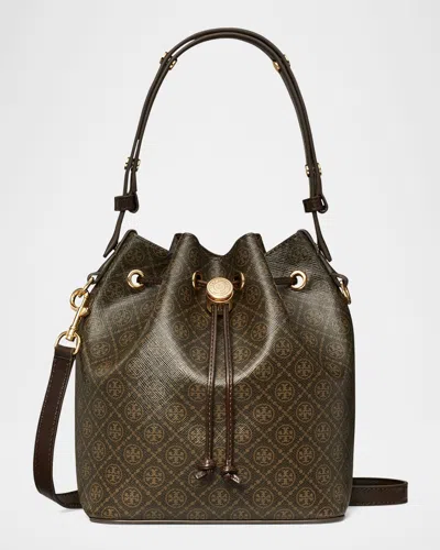 Tory Burch T Monogram Coated Canvas Bucket Bag In French Press