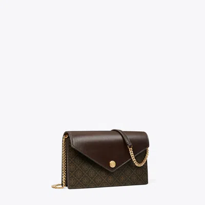 Tory Burch T Monogram Coated Canvas Envelope Chain Wallet In French Press