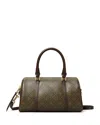 Tory Burch T Monogram Coated Canvas Mini Barrel Bag In French Press