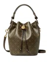 Tory Burch T Monogram Coated Canvas Mini Bucket Bag In French Press