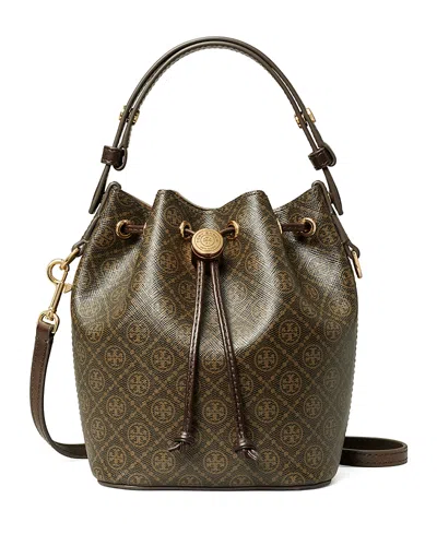 Tory Burch T Monogram Coated Canvas Mini Bucket Bag In French Press