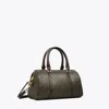 Tory Burch T Monogram Coated Canvas Petite Barrel Bag In Brown