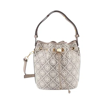 Pre-owned Tory Burch T Monogram Coated Jacquard Bucket Bag 'charcoal' | Grey | Women's Size Onesize