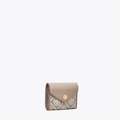 Tory Burch T Monogram Coated Jacquard Envelope Small Wallet In Gray