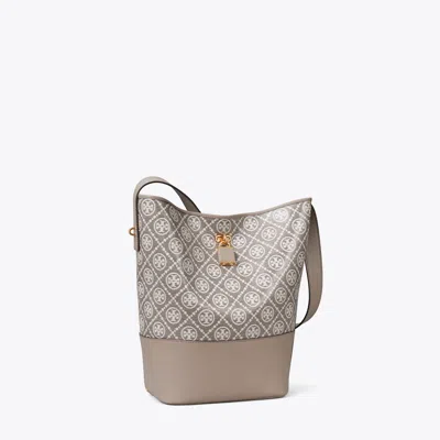 Tory Burch T Monogram Coated Jacquard Lock Slim Bucket Bag In Multi