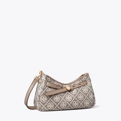 Tory Burch T Monogram Coated Jacquard Romy Zip-top Crossbody Bag In Brown