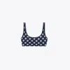 Tory Burch T Monogram Compression Scoop-neck Bra In Black