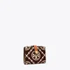 Tory Burch T Monogram Contrast Embossed Bi-fold Wallet In Maroon/new Cream
