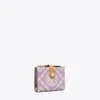 Tory Burch T Monogram Contrast Embossed Bi-fold Wallet In Novel Lilac/new Cream