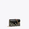 Tory Burch T Monogram Contrast Embossed Envelope Chain Wallet In Black/new Cream