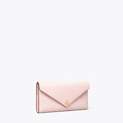 Tory Burch T Monogram Contrast Embossed Envelope Wallet In Pink