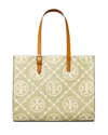 Tory Burch T Monogram Contrast Embossed Leather Medium Tote In Olive Sprig/gold