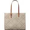 Tory Burch T Monogram Contrast Embossed Leather Tote In Brown