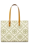 TORY BURCH T MONOGRAM CONTRAST EMBOSSED LEATHER TOTE