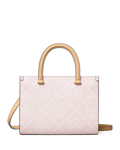 Tory Burch T Monogram Contrast Embossed Square Tote In Powder Pink ...