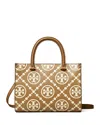 Tory Burch T Monogram Embossed Textured Leather Tote In Walnut