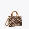 Tory Burch T Monogram Contrast Embossed Top-handle Tote In Deep Maroon/new Cream