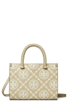 Tory Burch T Monogram Contrast Embossed Tote In Beige