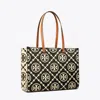 Tory Burch Contrast Embossed Tote Bag In Black/white