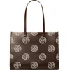 Tory Burch T Monogram Contrast Leather Tote In Brown