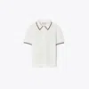 Tory Burch T Monogram Cotton Pointelle Zip Polo