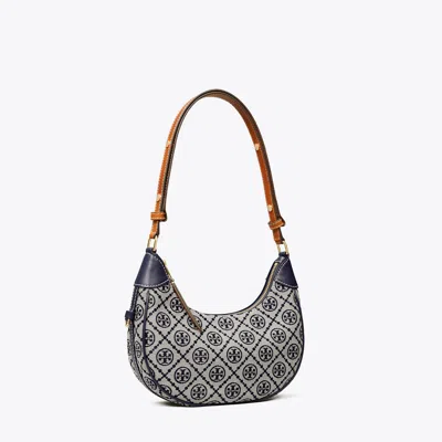Tory Burch T Monogram Crescent Bag In Tory Navy