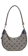 Tory Burch T-monogram Jacquard Crescent Shoulder Bag In Tory Navy