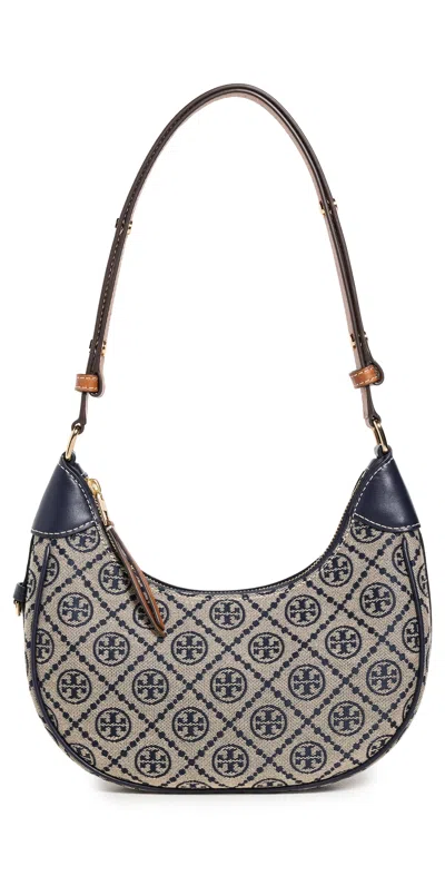 TORY BURCH T MONOGRAM CRESCENT BAG TORY NAVY