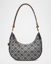 Tory Burch T-monogram Jacquard Crescent Shoulder Bag In Tory Navy