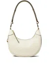 Tory Burch T-monogram Embossed Crescent Shoulder Bag In White
