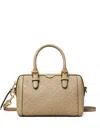 Tory Burch Petite T Monogram Leather Barrel Bag In Neutrals