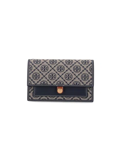 Tory Burch T Monogram Crossbody Wallet In Blue